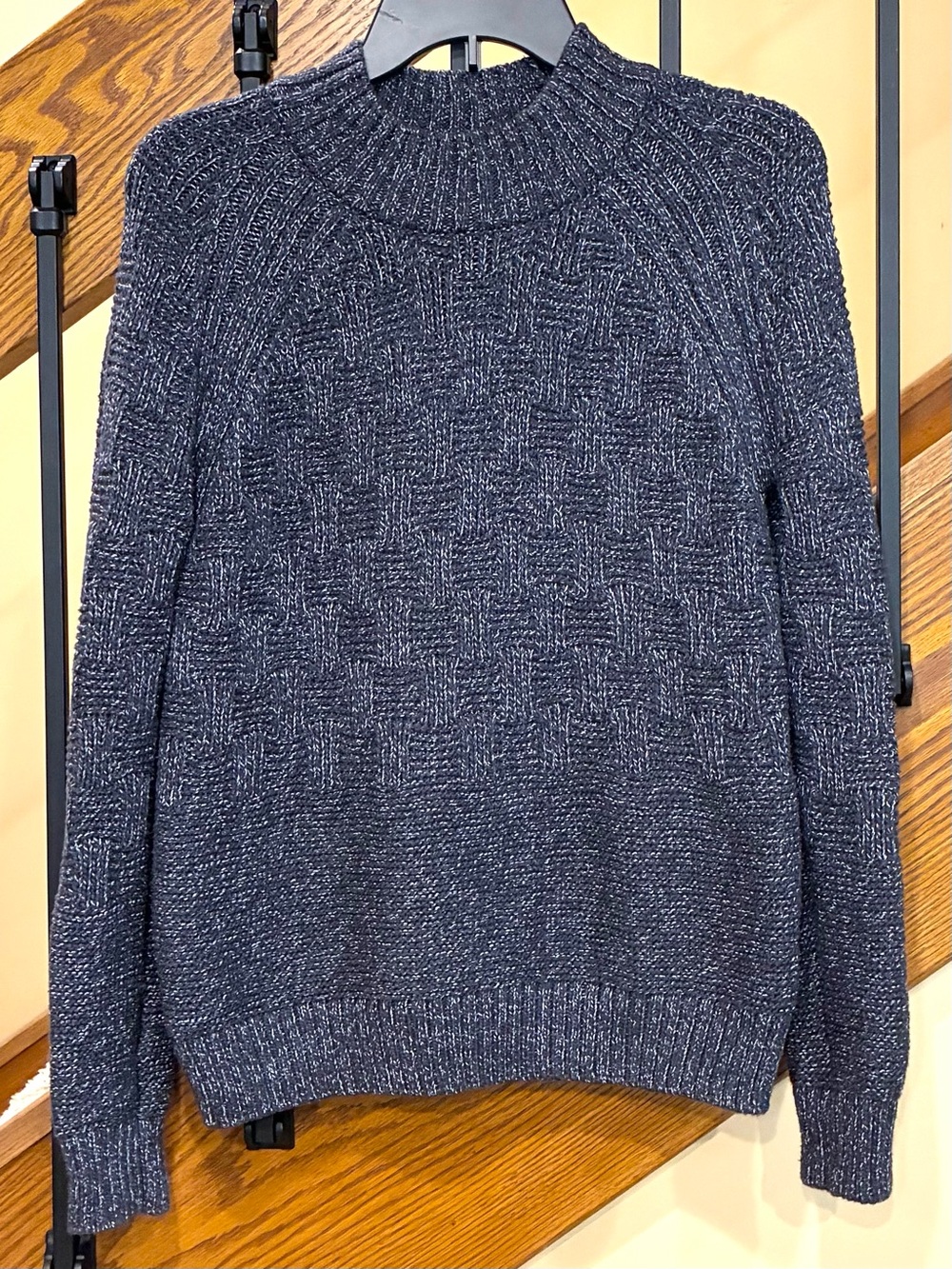 prAna Sweater Sky Meadow Crewneck Basket weave Long Sleeve charcoal Grey  SZ. S